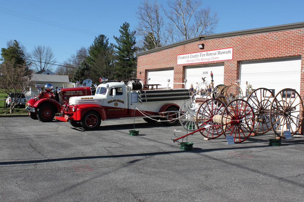 1939 Ahrens-Fox, 1945 Ford pumper and several hose reels normally on display at the museum